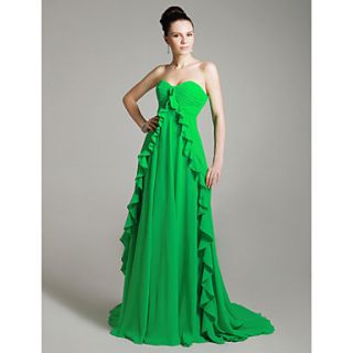 Chiffon A line Sweetheart Court Train Evening Dress inspired by Elisabeth Moss at Emmy Award