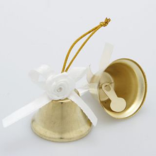 Gold Widding Bell With Satin Flower (Set of 6)