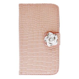 Exquisite Rhinestone Camellia Design Alligator Grain Leather Case for Samsung Galaxy S3 I9300