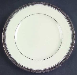 Noritake Ardmore Platinum Salad Plate, Fine China Dinnerware   White Scrolls,Pla