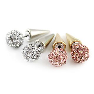 Full Diamond Ball Front Back Awl Earrings(Assorted Color)
