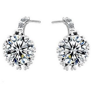 Elegant Sterling Silver With Cubic Zirconia Allergy Free Stud Earrings