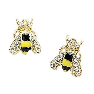 Korean version of the super cute little bee glazed diamond stud earrings fashion sweet earrings E61