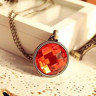 European and American jewelry vintage faceted red gem sweater chain medallion N97