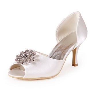 Graceful Satin Stiletto Heel Pumps with Rhinestone for Wedding/Special Occasion