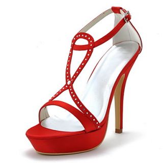 Elegant Bridal Satin Sandals with Rhinestone Wedding Shoes(More Colors)