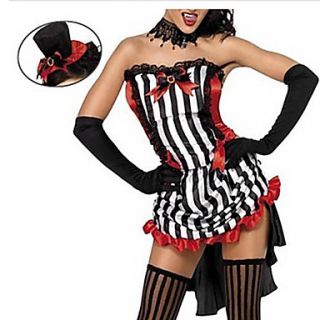 Gothic Magician Red Black and White Stripes Spandex Womens Costume (without Gloves)