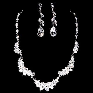 Gorgeous Alloy Silver Plated With Clear ZirconRhinestone Wedding Bridal Jewelry Set(Including Necklace,Earrings)
