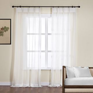 (One Pair) Off White Polyester Sheer Curtain