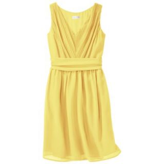 TEVOLIO Womens Plus Size Chiffon V Neck Pleated Dress   Sassy Yellow   16W
