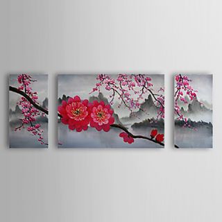 Hand Painted Oil Painting Floral Cherry Blossom with Stretched Frame Set of 3 1308 FL0749