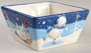 St Nicholas Square Let It Snow Square Cereal Bowl, Fine China Dinnerware   Embos