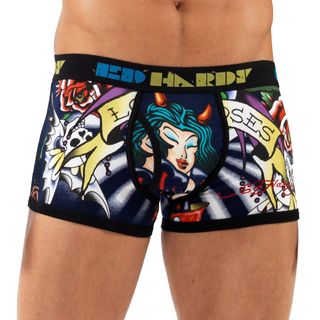 Ed Hardy Black Love And Roses Neon Trunk Briefs