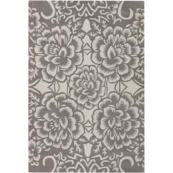 Counterfeit Studio Grey Floral Hand tufted New Zealand Wool Rug (5 X 76)