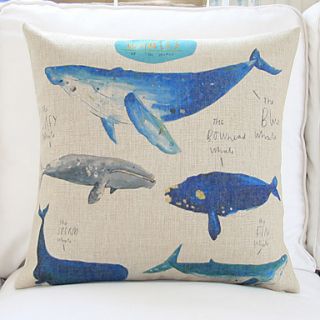 18 Blue Whale Cotton/Linen Decorative Pillow Cover