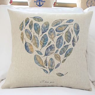 18 Feather Heart Cotton/Linen Decorative Pillow Cover