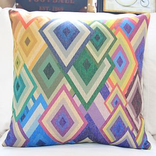 18 Colorful Diamond Pattern Cotton/Linen Decorative Pillow Cover