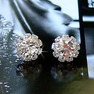 Simple fashion shiny Rhinestone Sunflower female models zircon earrings E576