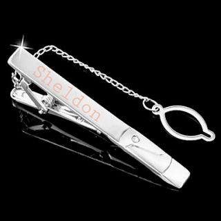 Personalized Silve Tie Clip With Tail Chain