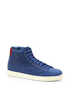 Gucci Brooklyn High Top Sneakers   Blue Navy