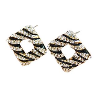 Diamond square earrings personalized earrings black zebra E522