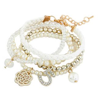 Korea Style Multilayer Pearl Flower Bracelet