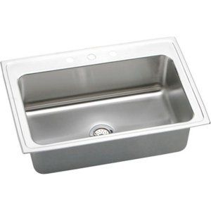 Elkay DLRS3322103 Lustertone Top Mount Single Bowl Kitchen Sink, Stainless Steel