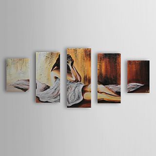 Hand Painted Oil Painting People Desperate Lady with Stretched Frame Set of 5 1309 PE1024