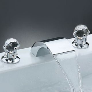 Contemporary Brass Waterfall Bathroom Sink Faucet (Widespread)