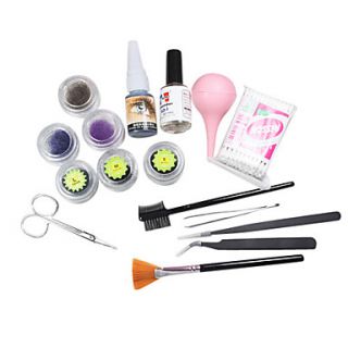 False Individual Extension Black Eyelash Glue Remover Tweezer Kit Set