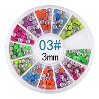 6 color 3MM Round Rivet Nail Art Decorations