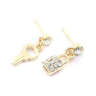 Special Lock Key Shaped With Rhinestone Womens Earrings