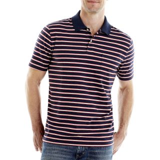 St. Johns Bay Bar Striped Polo Shirt, Navy/heather Frm S, Mens