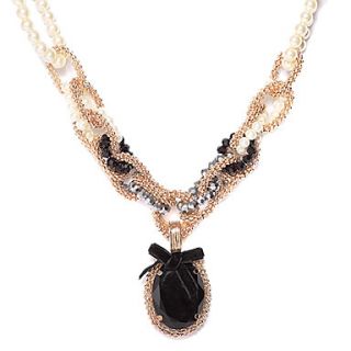 Europe Style Pearl Black Resin Pendant Necklace