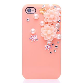 Pearl Flower Pattern Metal Jewelry Back Case for iPhone 4/4S
