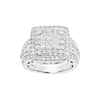2 CT. T.W. Diamond Square Center Engagement Ring, White/Gold, Womens
