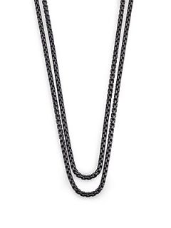 David Yurman Blackened Sterling Silver Long Box Chain Necklace   Silver