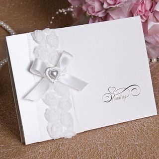 Wedding Invitation With Heart Pearl and Bow   Set of 12 (More Colors)
