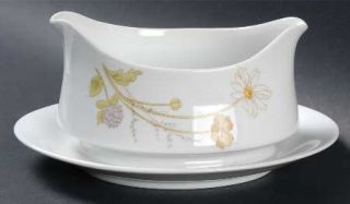 Mikasa Heather Gravy Boat with Attached Underplate, Fine China Dinnerware   Mult