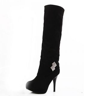 Faux Leather Stiletto Heel Knee High Boots Party Shoes