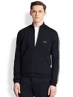 Dolce & Gabbana Striped Zip Front Sweatshirt   Navy