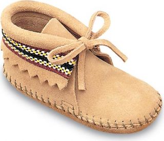Infants/Toddlers Minnetonka Braid on Cuff   Tan Suede Crib Shoes