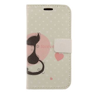 Lovely Cat Drawing Pattern Faux Leather Hard Plastic Cover Pouches for Samsung Galaxy S3 I9300
