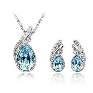 Fashion Alloy Platinum Plated With Crystal Earrings and Necklace Jewelry Set(More Colors)