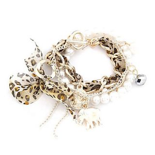 Lovely Alloy Pearls with Coin Elephant Charm Bracelet