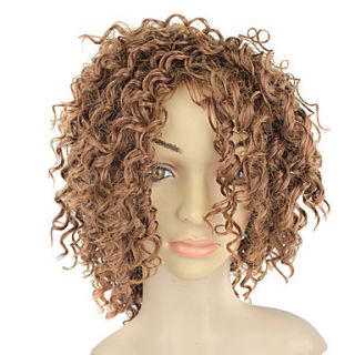 Capless Synthetic Light Brown Short Small Curly Wig