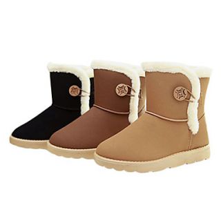 Womens Winter Button Mid Calf Ankle Boots With Fur