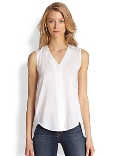 Theory Pala Asymmetrical Placket Top   White