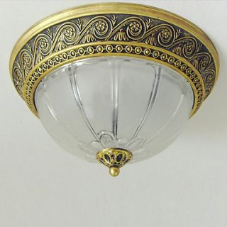 Flush Mount, 2 Light, European Style Traditional Painting Glass