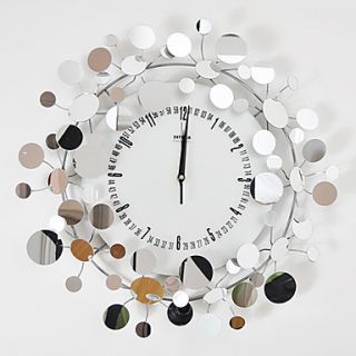 19.75H Mirror Floral Metal Wall Clock